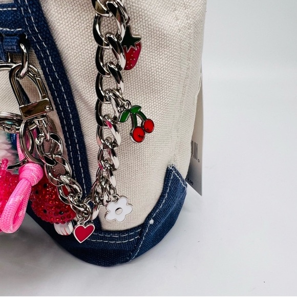 Viral Madden Girl Mushroom Canvas Mini Tote Crossbody Bag Charms & Keychain - Picture 5 of 11